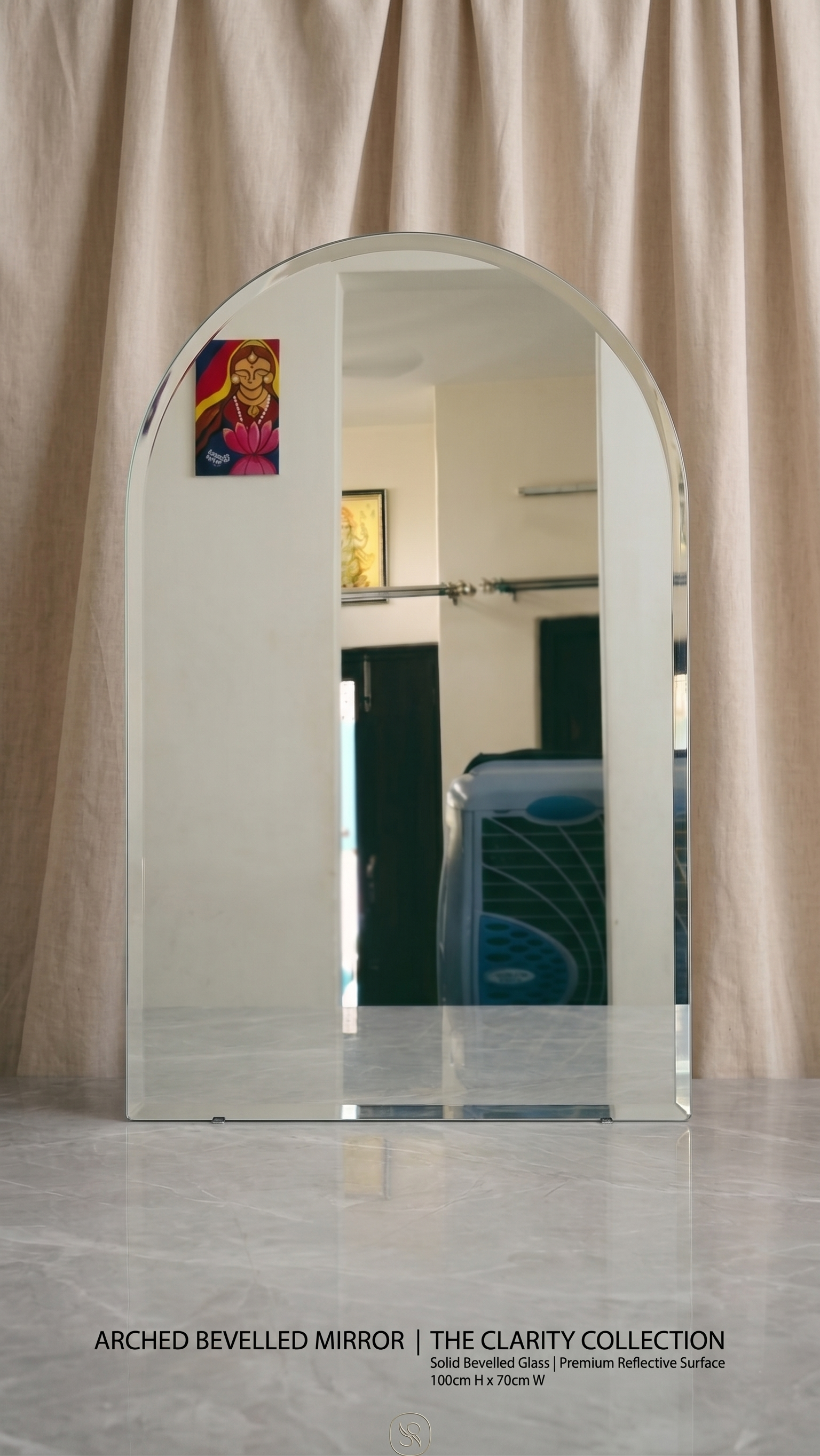 Archa Bevel-Luxe Arched Mirror | Up to 1-Inch Machine Bevel | HD Copper-Free Reflection | Custom Size