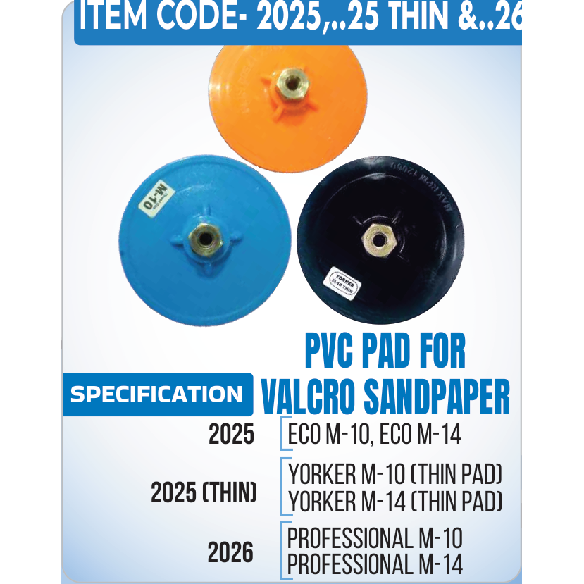 Pvc Pad For Velcro Sandpaper (Thin)