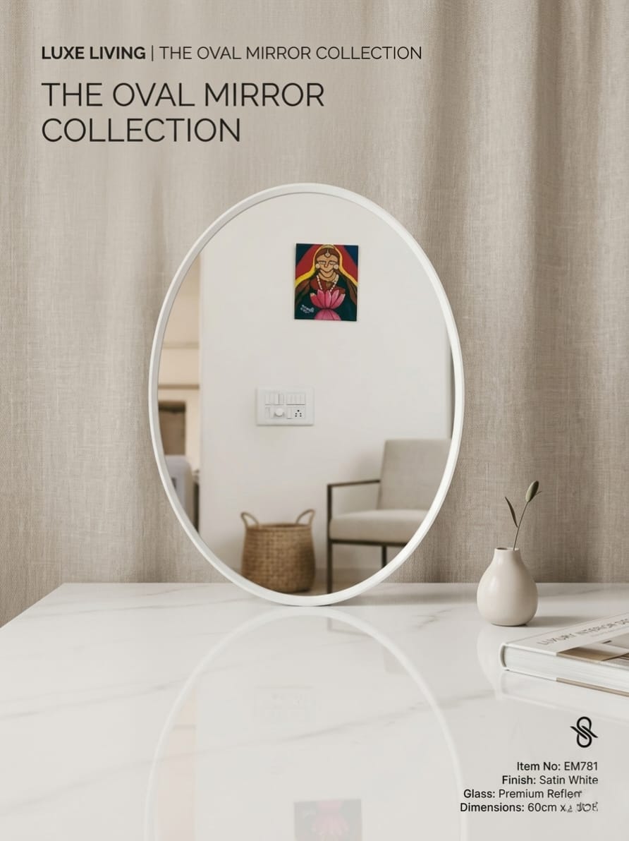 Orbita Bevel-Luxe Oval Mirror | Up to 1-Inch Machine Bevel | HD Copper-Free Reflection | Custom Size