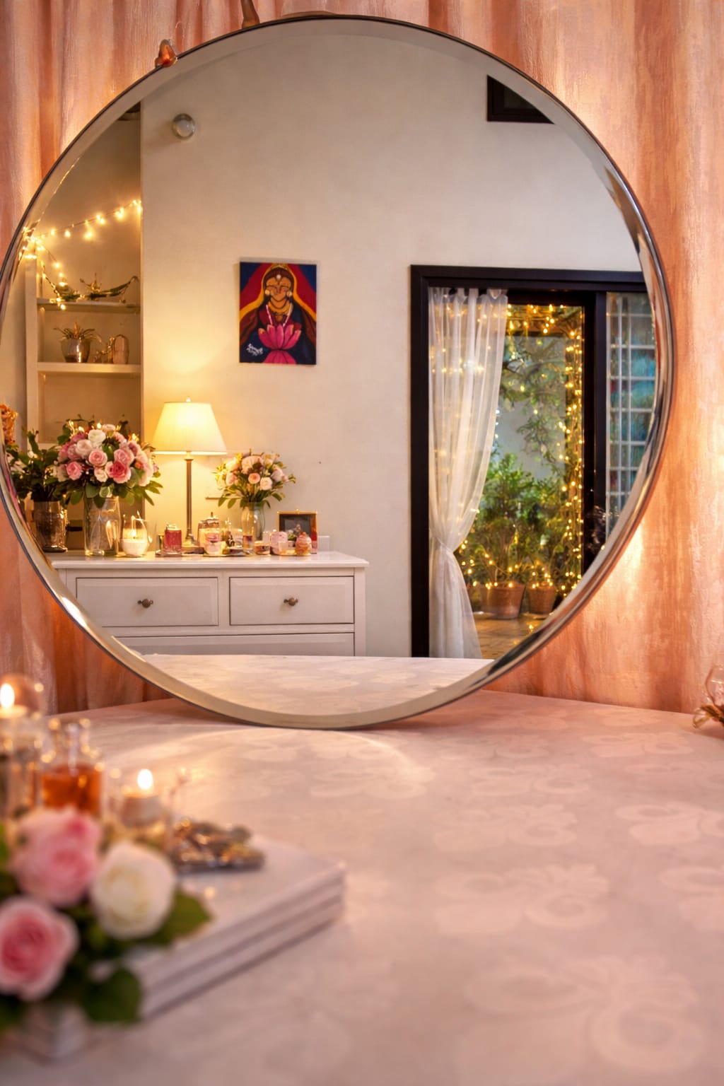 Orbita Bevel-Luxe Round Mirror | 1-Inch Precision Machine Bevel | HD Copper-Free Reflection