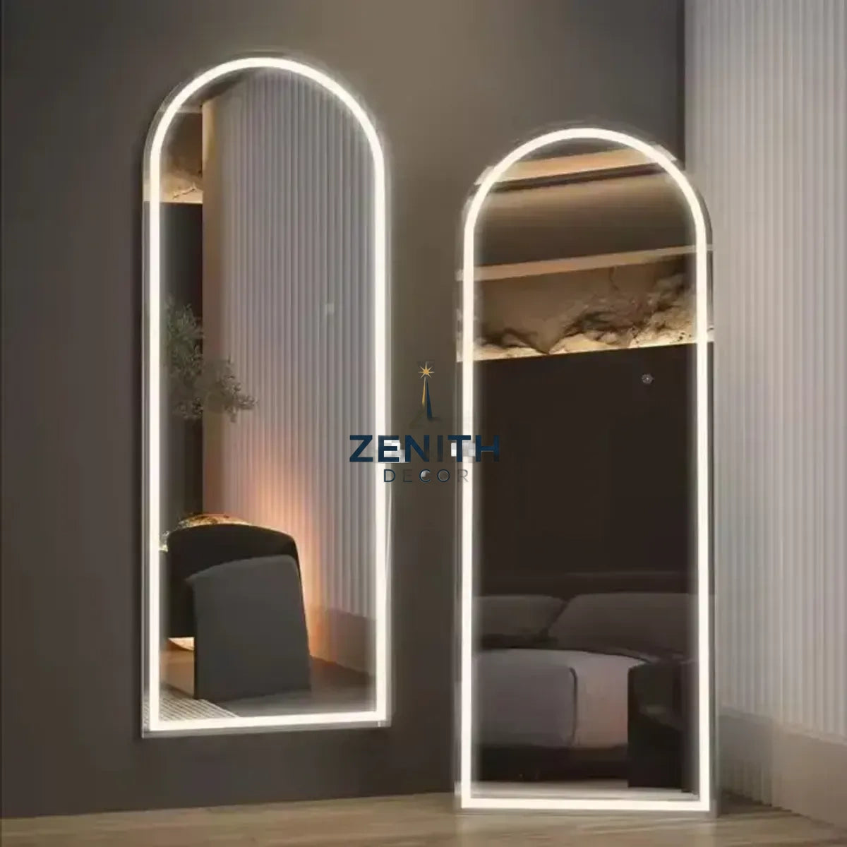 Lumen-Aethel Arched LED Mirror | Multi-Spectrum Smart Lighting | 5mm Copper-Free HD Silver Vanity