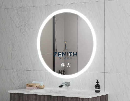 Lumen-Orbita Round LED Mirror | Frameless Backlit Design | Tri-Spectrum Touch Sensor Vanity