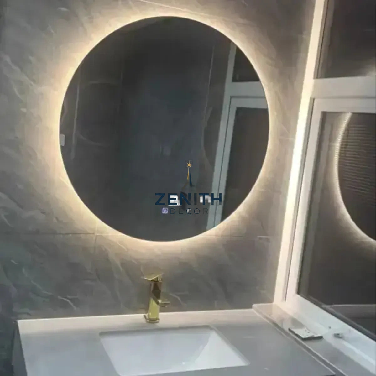 Lumen-Orbita Round LED Mirror | Frameless Backlit Design | Tri-Spectrum Touch Sensor Vanity