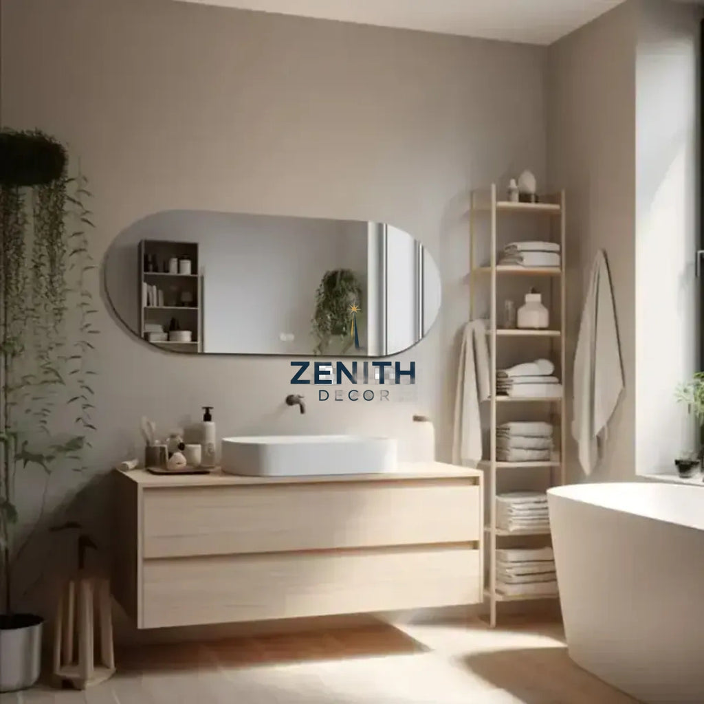 Lumen-Ovala Pill LED Mirror | Frameless Backlit Design | Tri-Spectrum Touch Sensor Vanity