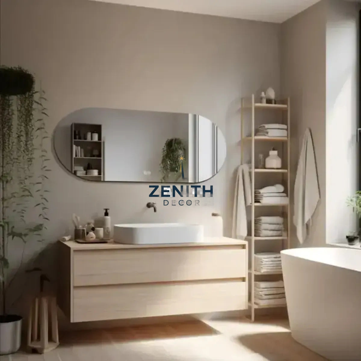 Lumen-Ovala Pill LED Mirror | Frameless Backlit Design | Tri-Spectrum Touch Sensor Vanity