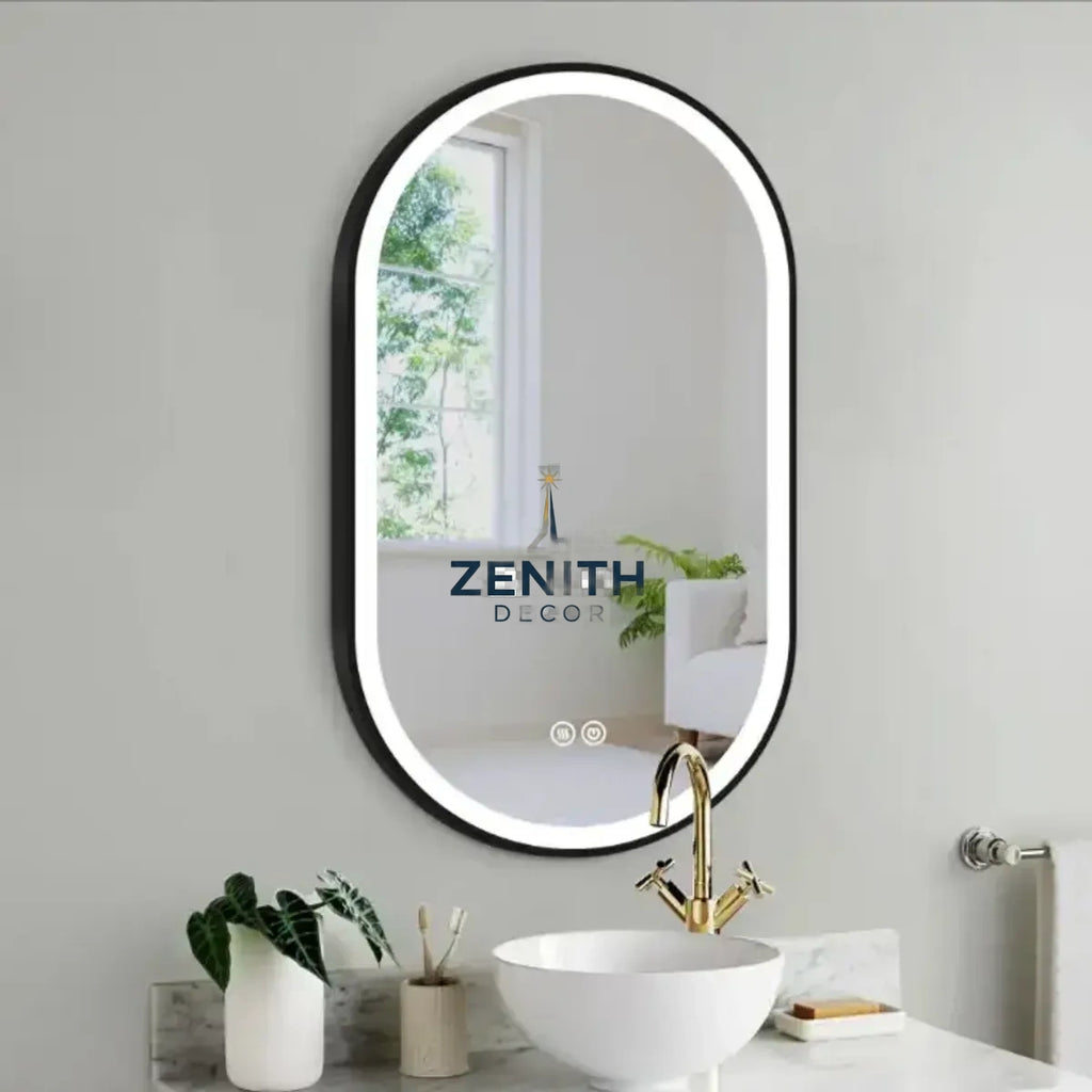Lumen-Ovala Pill LED Mirror | Touch-Sensor Smart Lighting | 5mm Copper-Free HD Silver Vanity