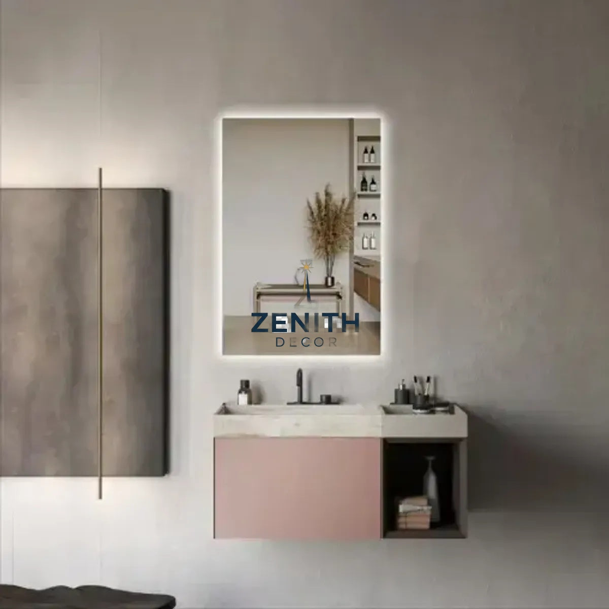 Lumen-Recta Rectangular LED Mirror | Frameless Backlit Design | Tri-Spectrum Touch Sensor Vanity