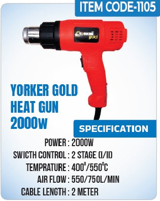 Yorker Gold Heat Gun 2000w - YKHG2000W - Yorker Gold