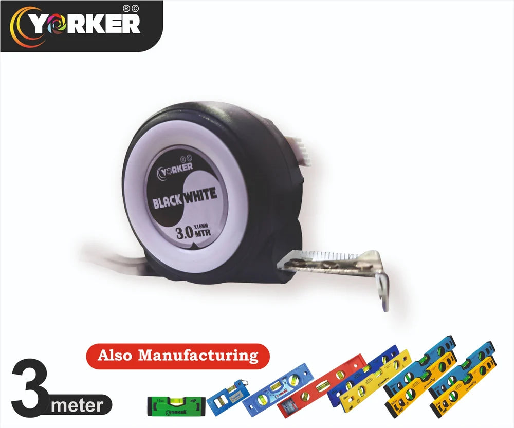 Black White Steel Measuring Tape
