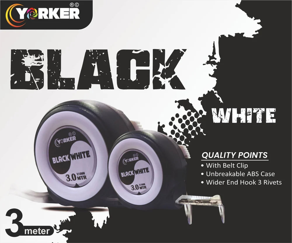 Black White Steel Measuring Tape