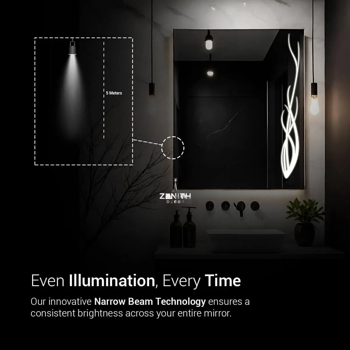 Aura-Arch Ethereal LED Mirror | Architectural Vaulted Silhouette | Smart Multi-Tone Backlit Design