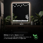 Verdant Horizon Biophilic LED Mirror | Nature-Inspired Etched Border | Smart Multi-Tone Lighting