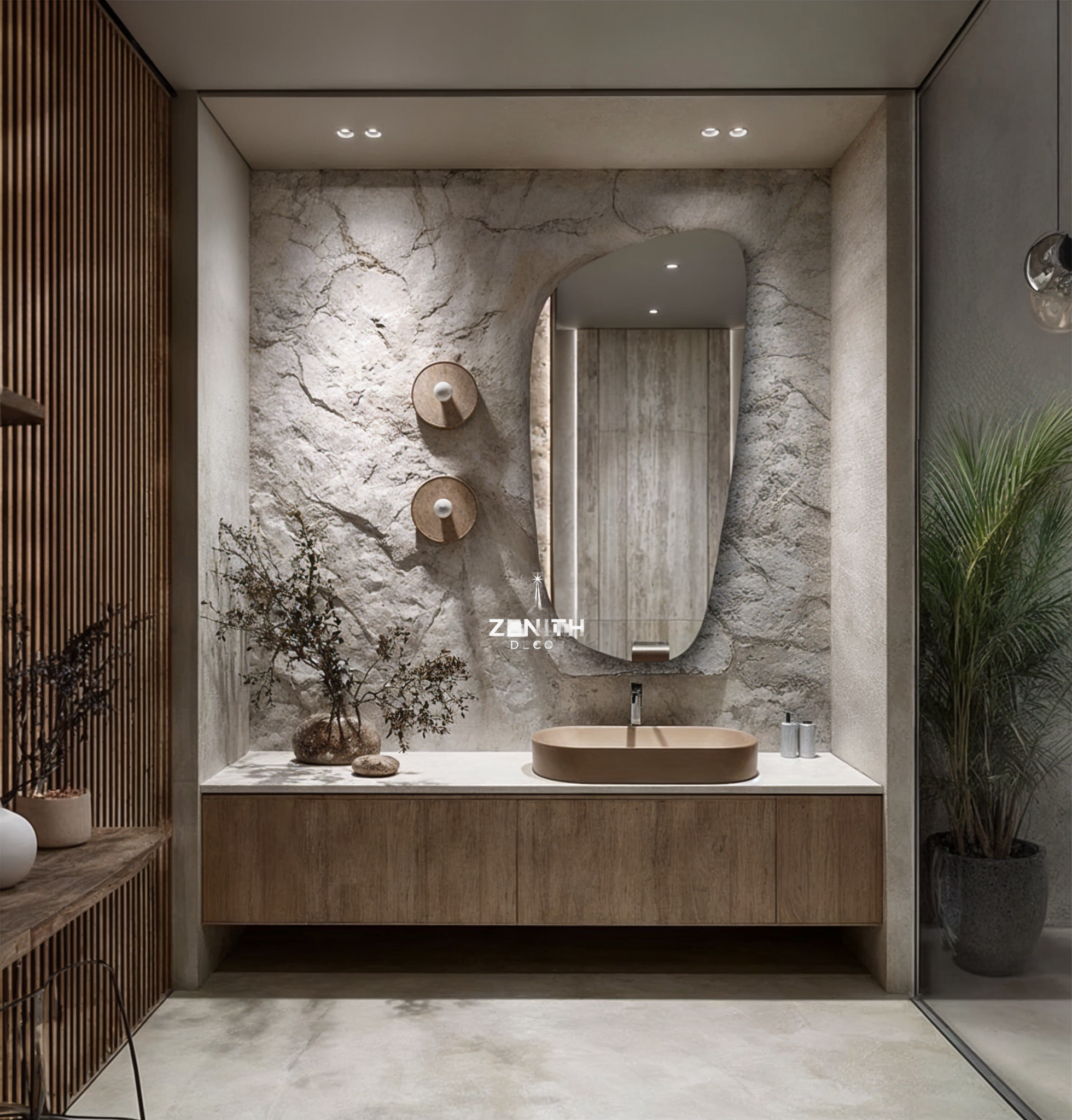 Cleopatra Asymmetric Mirror | Fluid Organic Silhouette | Ultra-Clear Luxury Glass | Moisture-Resistant