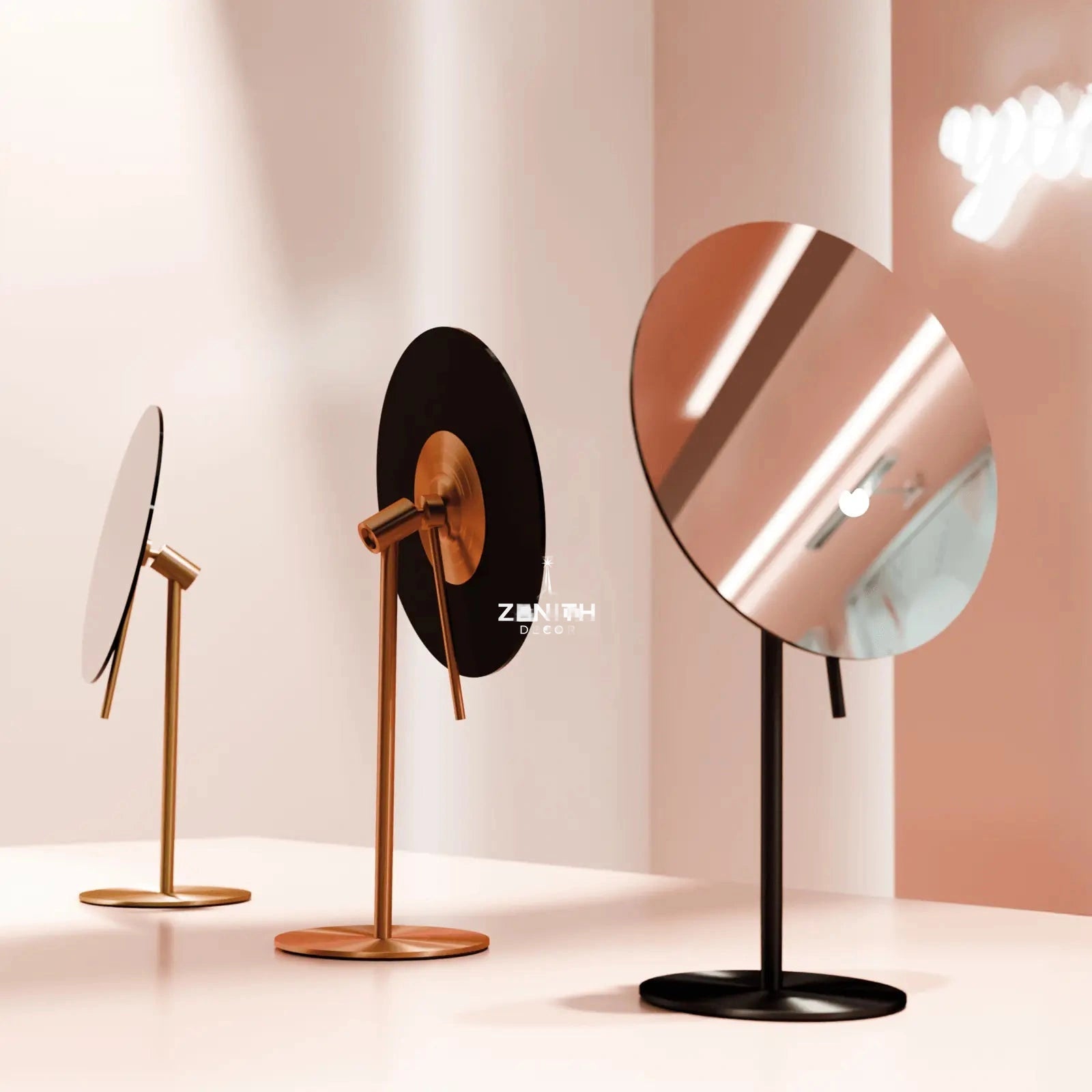 Desk-Glow Portable Mirror | CNC-Machined Stainless Steel | 3mm Ultra-Clear HD LED Vanity