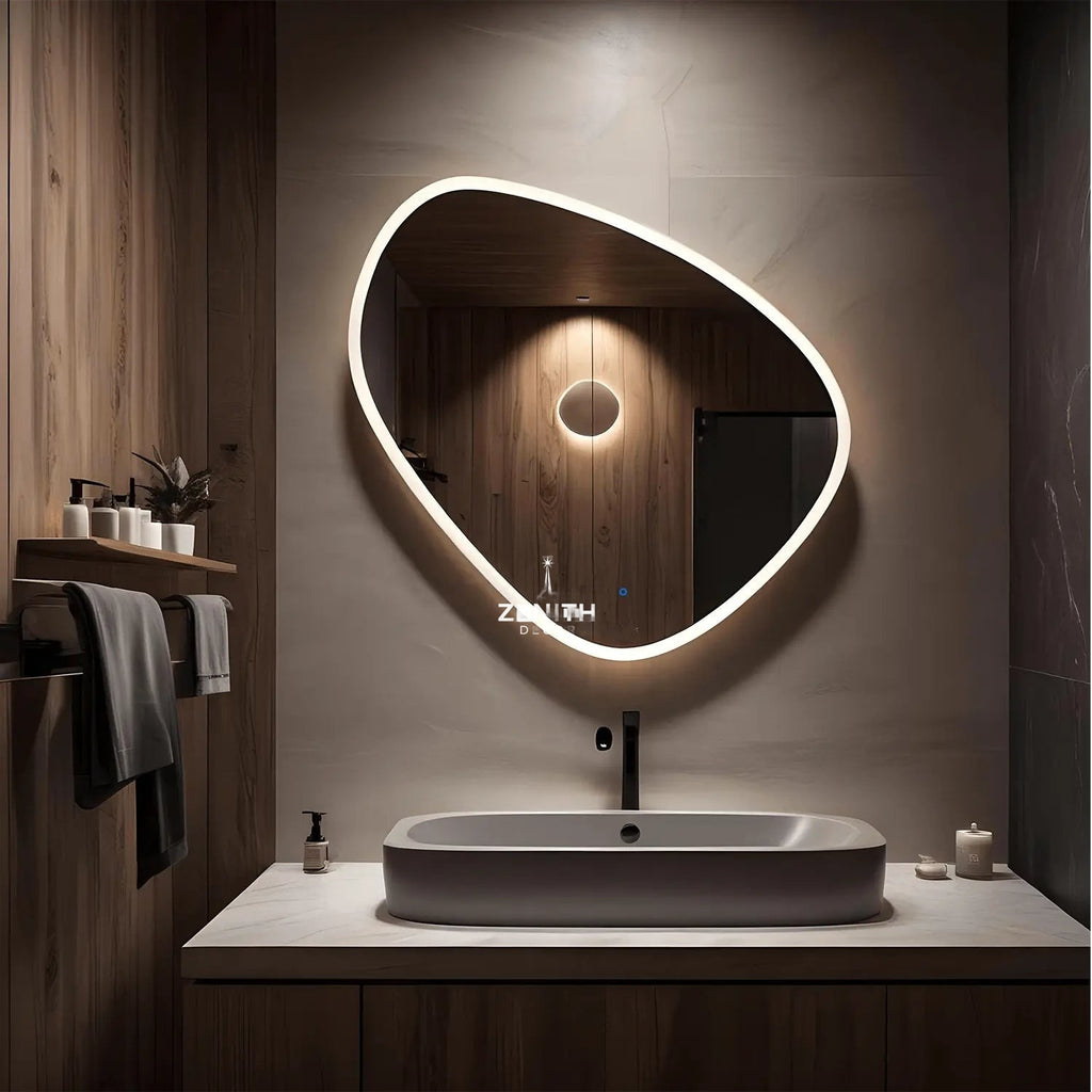 Enigma Sculptural LED Mirror | Asymmetric Backlit Silhouette | Smart Multi-Tone Ambient Lighting