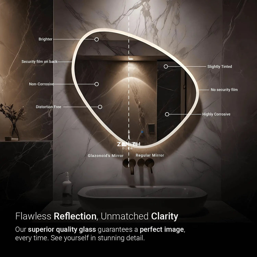 Enigma Sculptural LED Mirror | Asymmetric Backlit Silhouette | Smart Multi-Tone Ambient Lighting