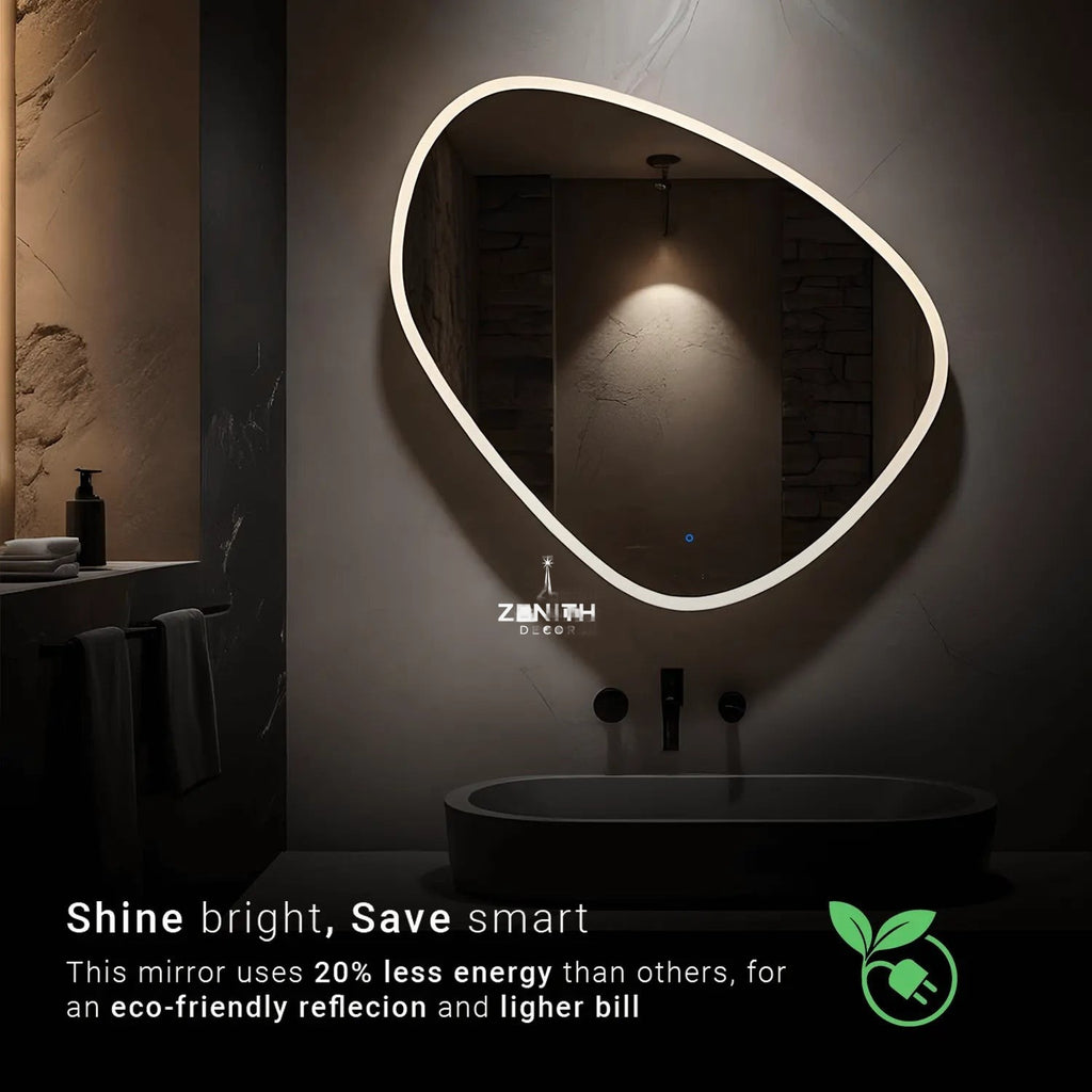 Enigma Sculptural LED Mirror | Asymmetric Backlit Silhouette | Smart Multi-Tone Ambient Lighting