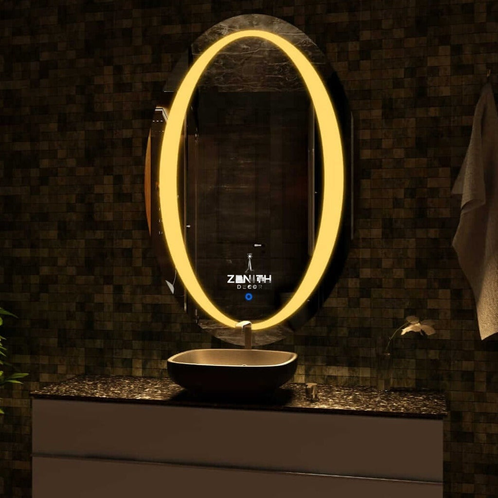 Ethereal Halo Backlit Mirror | Circular Architectural Glow | Multi-Sensor Smart LED Customization