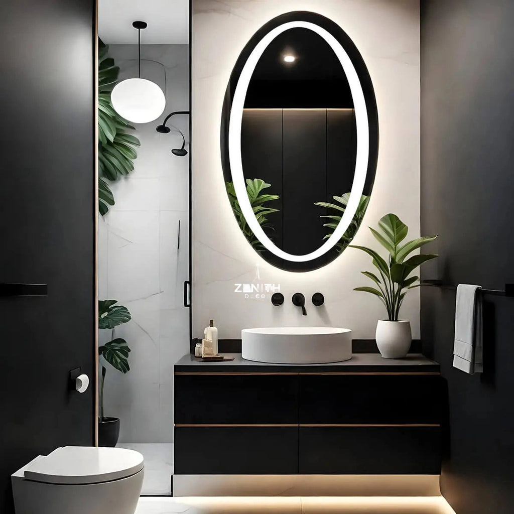 Ethereal Halo Backlit Mirror | Circular Architectural Glow | Multi-Sensor Smart LED Customization