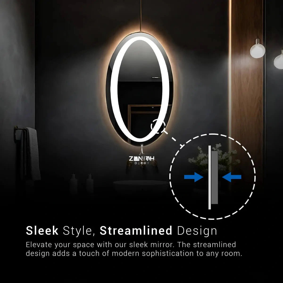 Ethereal Halo Backlit Mirror | Circular Architectural Glow | Multi-Sensor Smart LED Customization