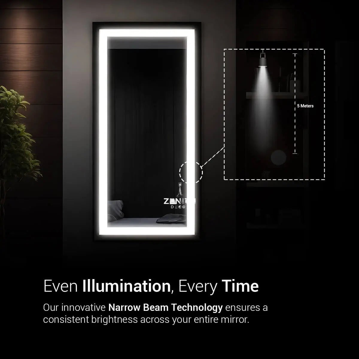 Lumina-Tall Halo LED Mirror | Full-Length Vertical Architecture | Smart Multi-Tone Backlit Design