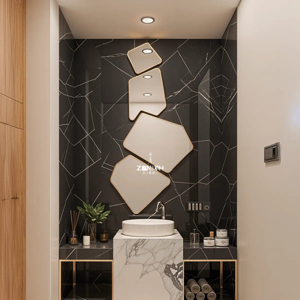 Fall-Infinity LED Mirror | Cascading Geometric Light Suite | SS304 Stainless Steel Architectural Vanity
