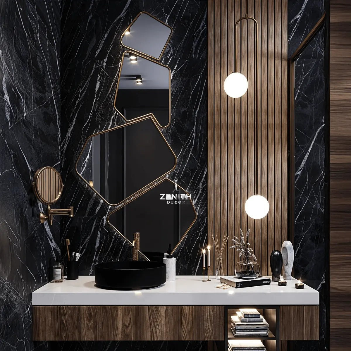 Fall-Infinity LED Mirror | Cascading Geometric Light Suite | SS304 Stainless Steel Architectural Vanity