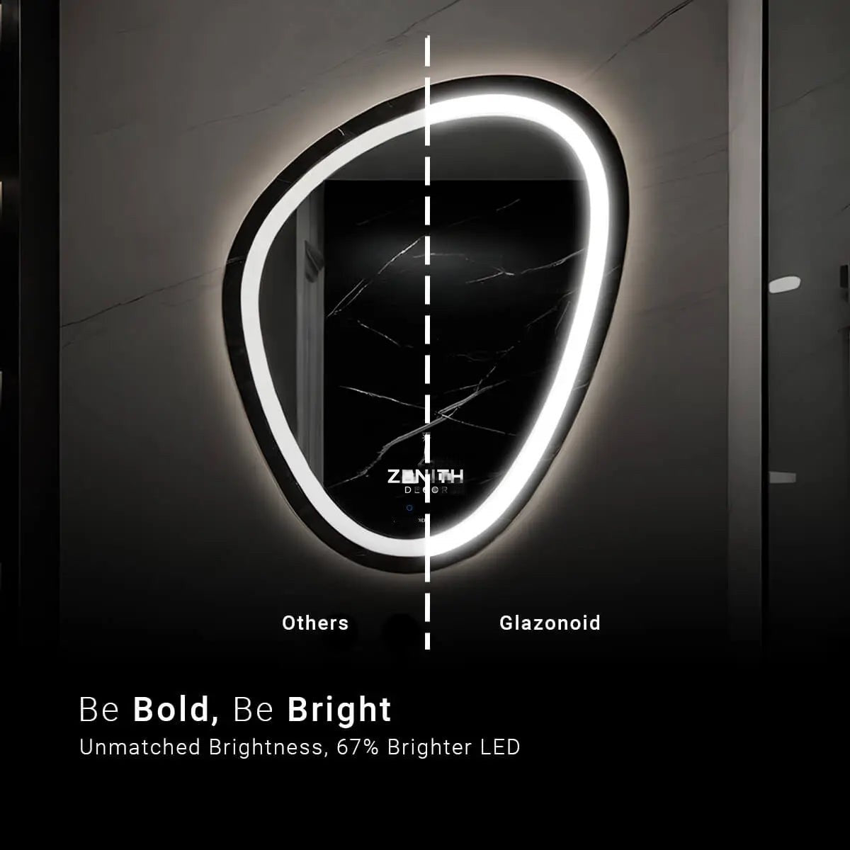 Lumi-Pebble Halo LED Mirror | Organic Asymmetric Silhouette | Smart Multi-Tone Backlit Vanity