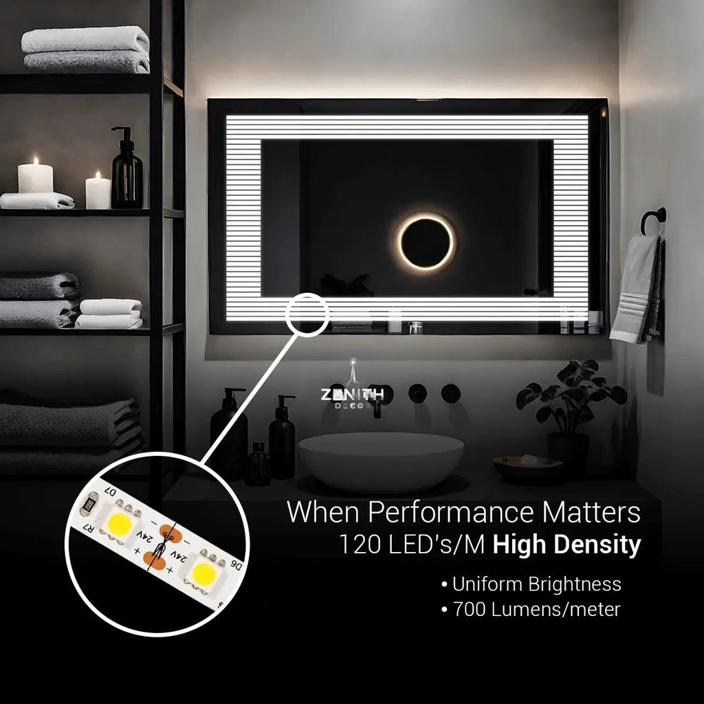 Trident Heritage LED Mirror | Triple-Spectrum Horizontal Lighting | Smart Multi-Sensor Vanity Mirror