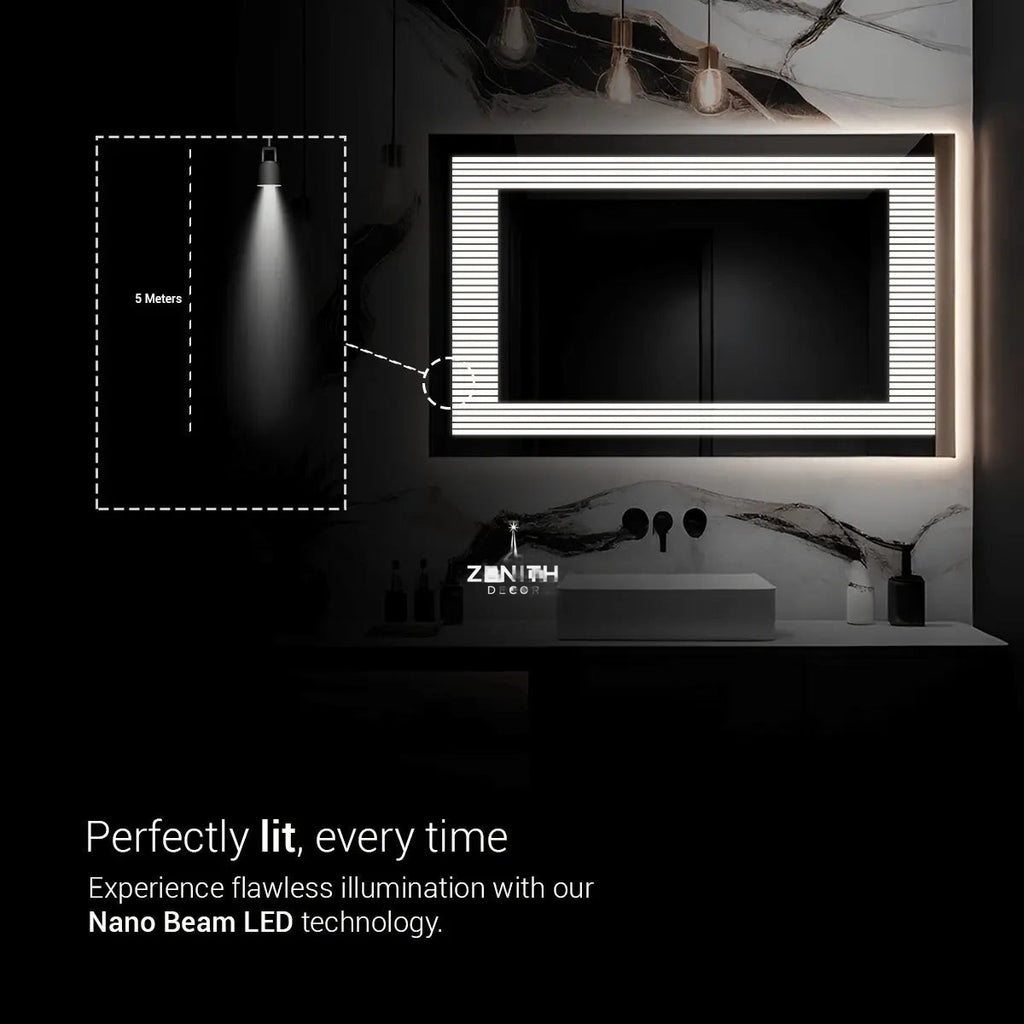 Trident Heritage LED Mirror | Triple-Spectrum Horizontal Lighting | Smart Multi-Sensor Vanity Mirror