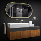 Iron-Luxe Pill-Shaped Metal Mirror | Industrial-Chic SS-Frame | Smart Backlit Architectural Vanity