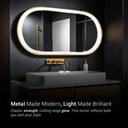 Iron-Luxe Pill-Shaped Metal Mirror | Industrial-Chic SS-Frame | Smart Backlit Architectural Vanity