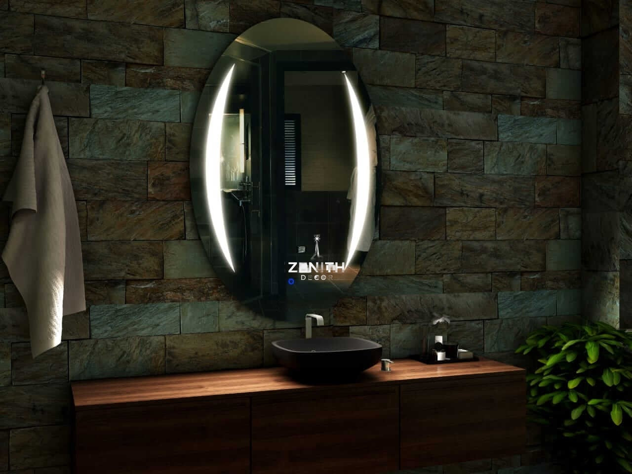 Selene Lunar-Edge Oval Mirror | Crescent Side-Border LED | Smart Multi-Tone Backlit Vanity