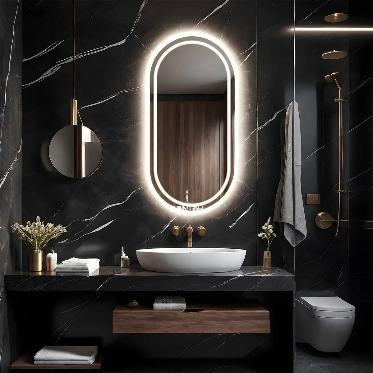 Metamorph Adaptive Capsule Mirror | Dual-Zone Backlit LED | Smart Color-Changing Vanity Station