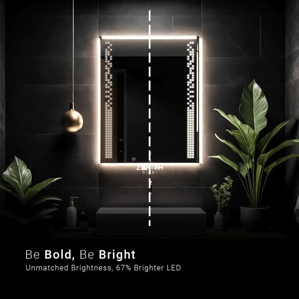 Matrix Block Modular LED Mirror | Geometric Multi-Set Architecture | Smart Multi-Tone Backlit Design