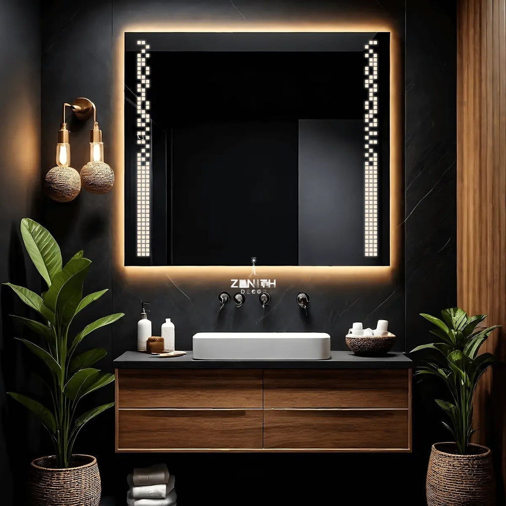 Matrix Block Modular LED Mirror | Geometric Multi-Set Architecture | Smart Multi-Tone Backlit Design