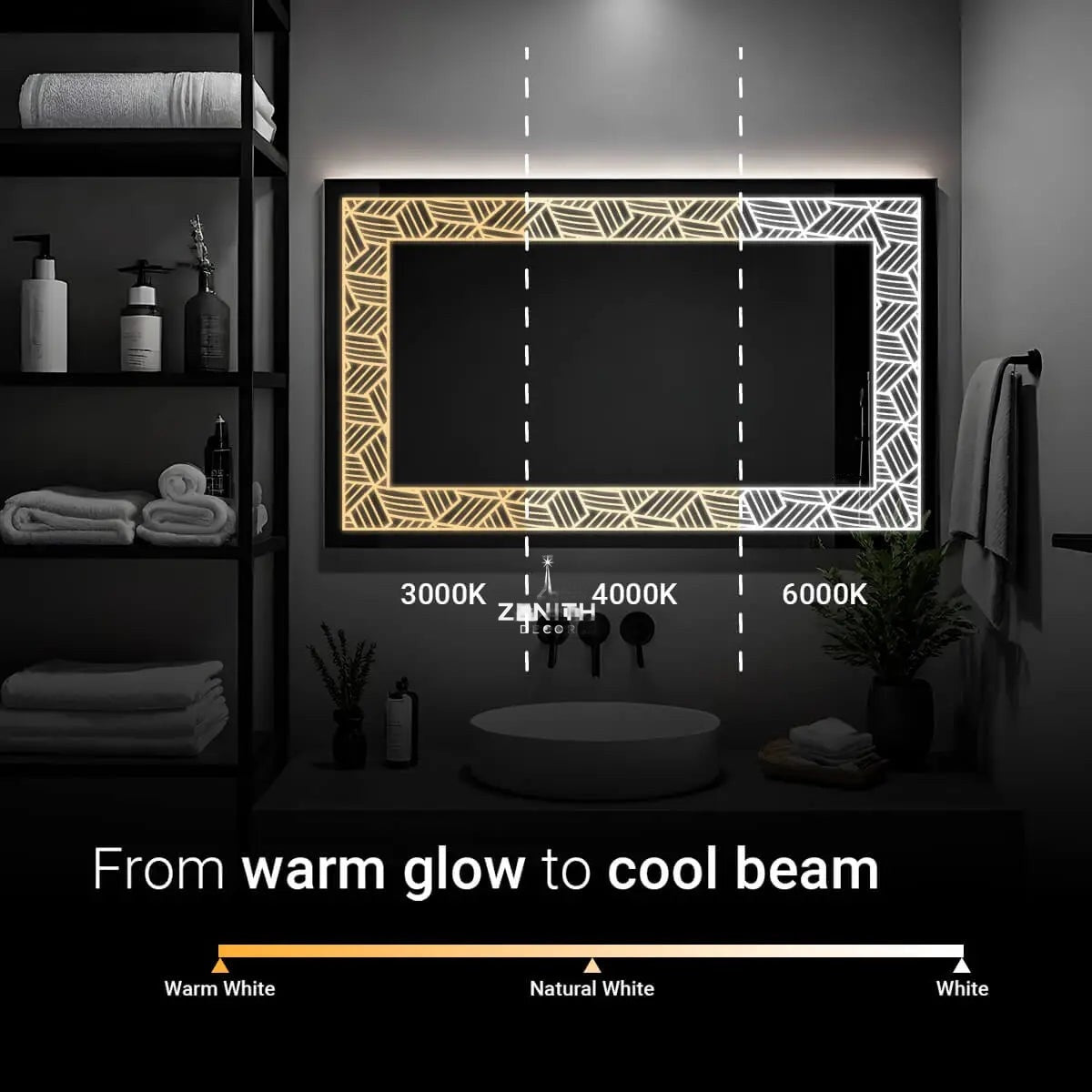 Nexus Interlace LED Mirror | Woven Texture Lighting Design | Smart Multi-Sensor Architectural Vanity