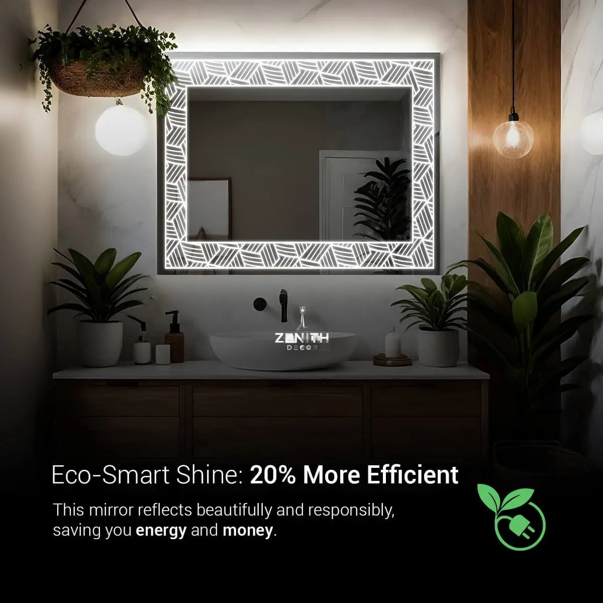 Nexus Interlace LED Mirror | Woven Texture Lighting Design | Smart Multi-Sensor Architectural Vanity