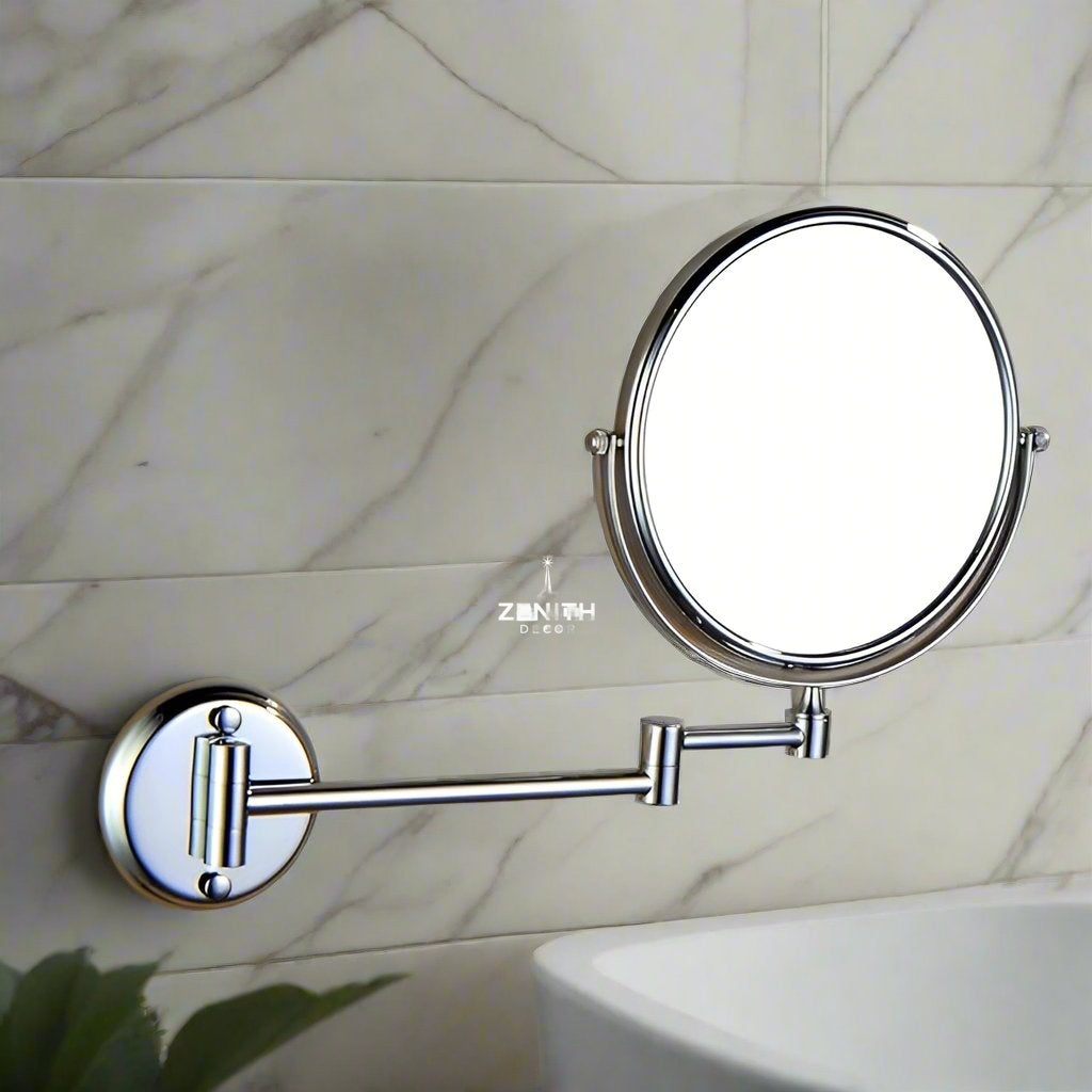 Optic-Precision Shaving Mirror | 3X/5X Dual Magnification | Chrome-Finished Adjustable Grooming Vanity