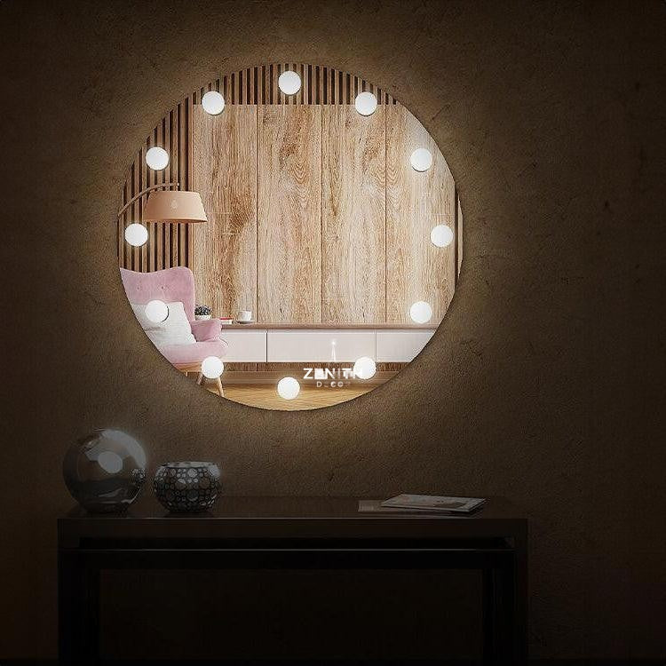 Orb-Glow Hollywood Round Mirror | Borderless Studio Illumination | High-Intensity 3W LED Vanity