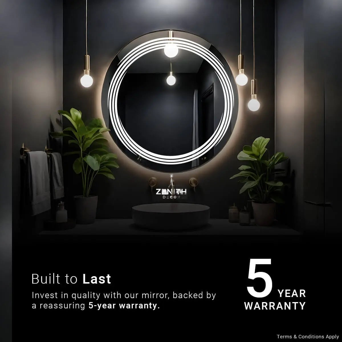 Orb-Minimalist Circular Mirror | Infinite Edge-Lit LED | Smart Multi-Tone Architectural Vanity