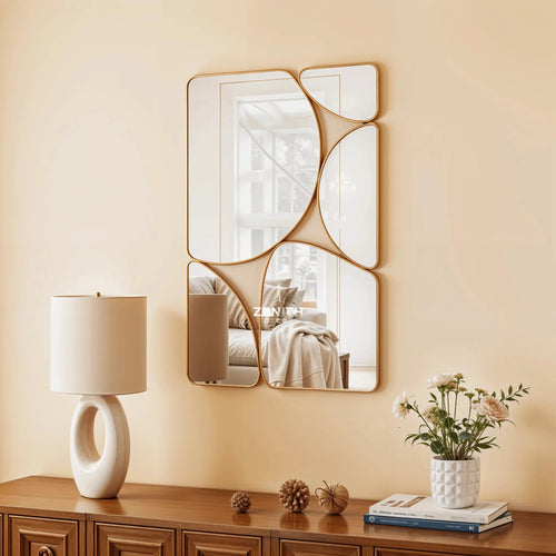 Aura-Cluster SS-304 Mirror | Marine-Grade Stainless Steel Mosaic | Waterproof Asymmetric Wall Art