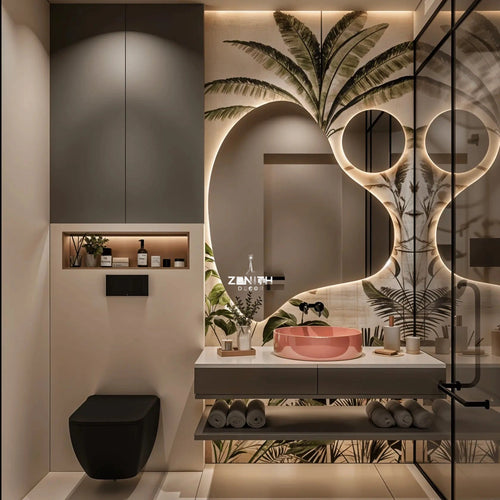 Aero-Fluid PVD Statement Mirror | Asymmetric Sculptural Silhouette | Marine-Grade Anti-Fog Vanity