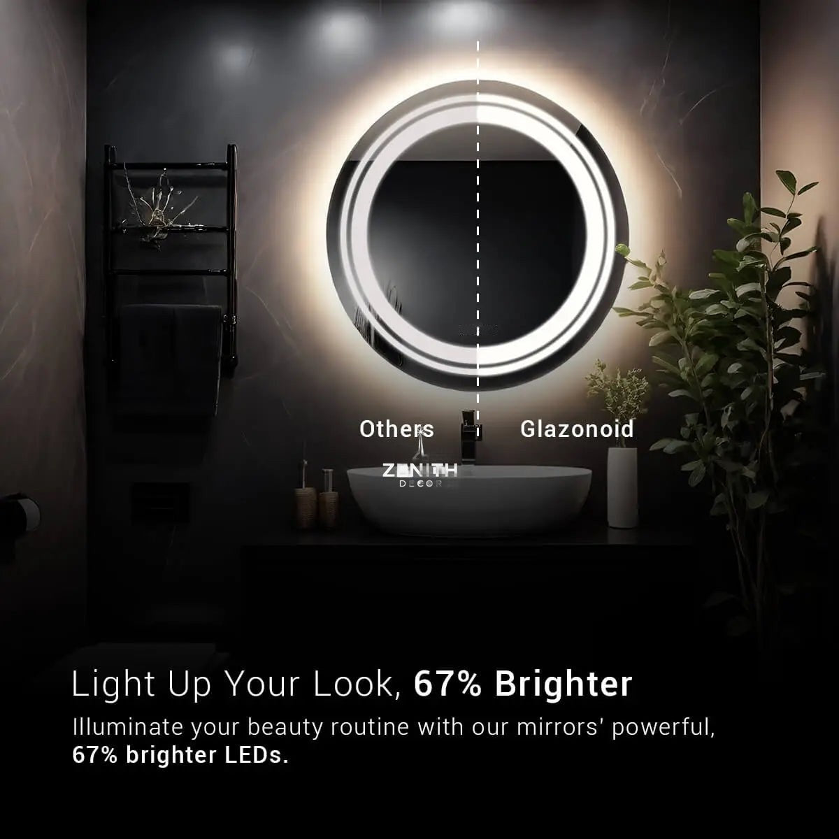 Sapphire-Tinted Dual-Halo Mirror | High-Intensity Ring-Light LED | 360° Facial Glow Studio Vanity