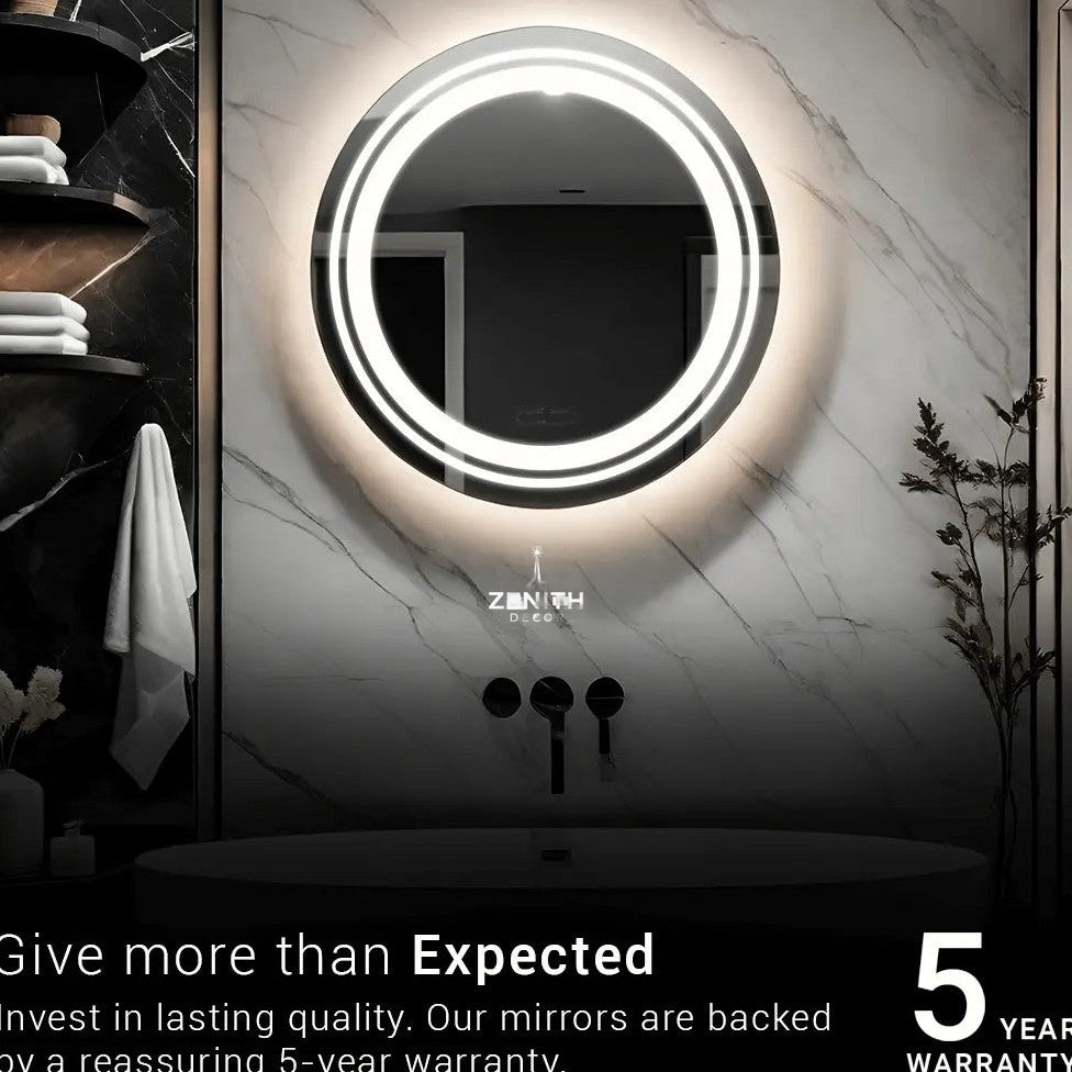 Sapphire-Tinted Dual-Halo Mirror | High-Intensity Ring-Light LED | 360° Facial Glow Studio Vanity