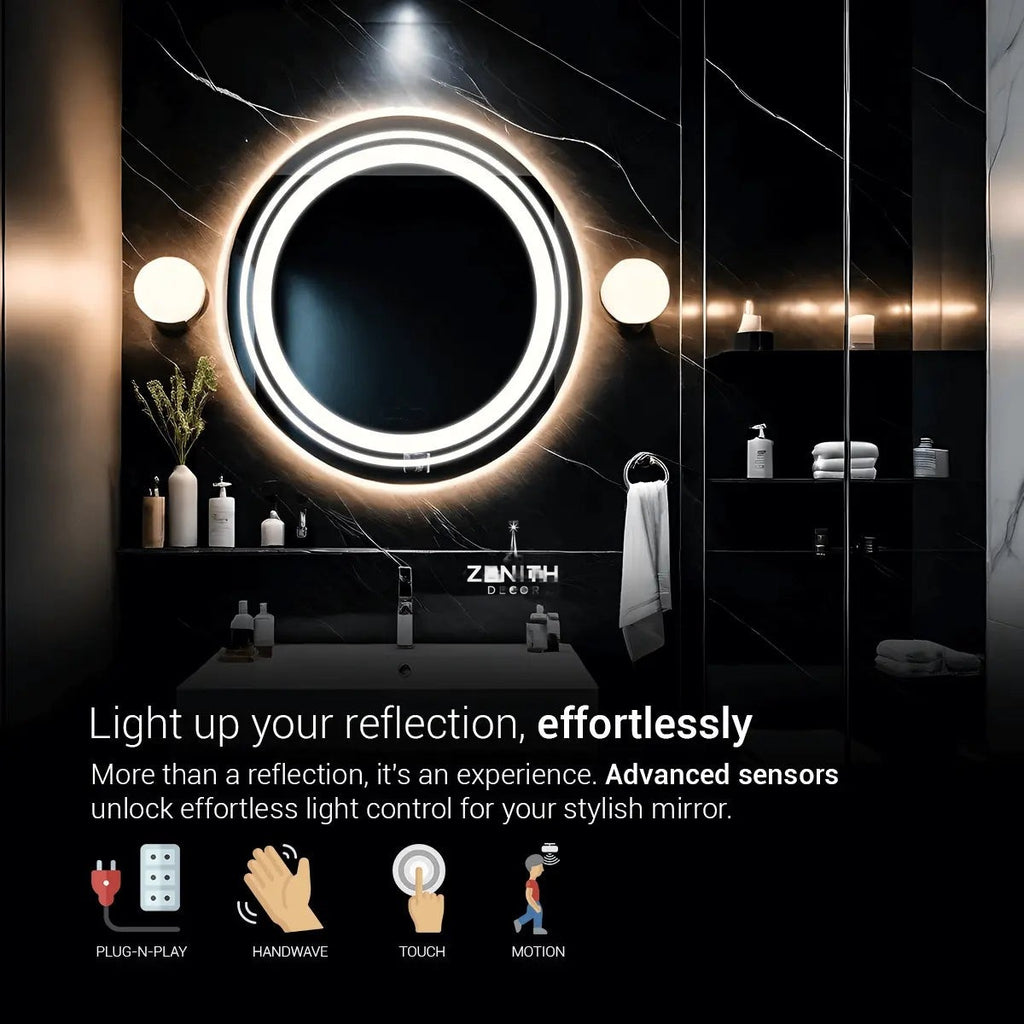 Sapphire-Tinted Dual-Halo Mirror | High-Intensity Ring-Light LED | 360° Facial Glow Studio Vanity