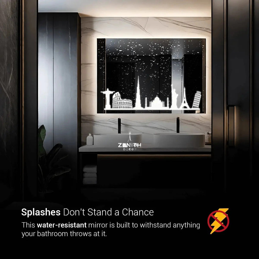 Septem-Luxe Seven Wonders Mirror | Masterpiece Wall-Art LED | Smart Multi-Tone Architectural Vanity