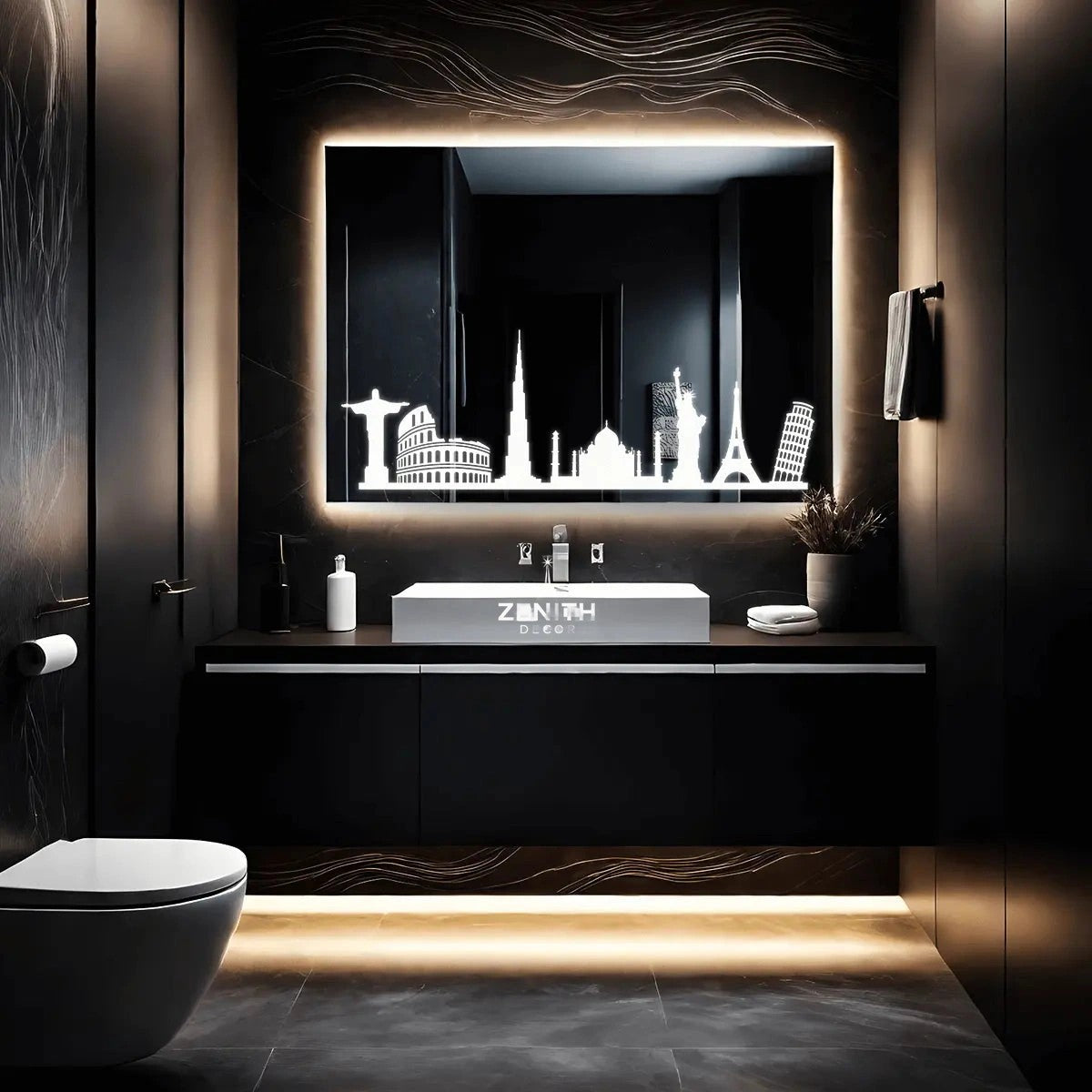 Septem-Luxe Seven Wonders Mirror | Masterpiece Wall-Art LED | Smart Multi-Tone Architectural Vanity