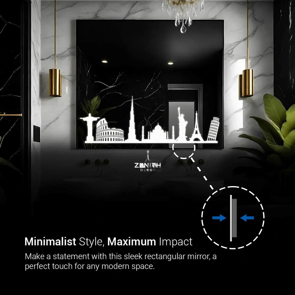 Septem-Luxe Seven Wonders Mirror | Masterpiece Wall-Art LED | Smart Multi-Tone Architectural Vanity