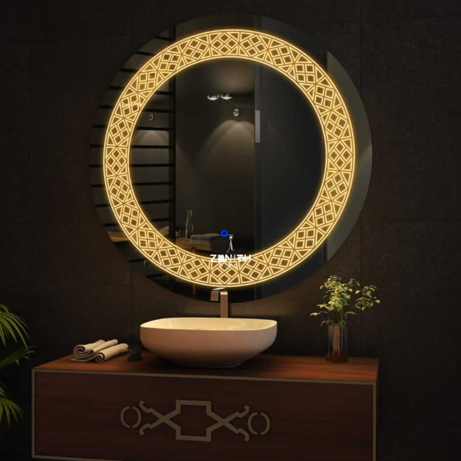 Sigillum-Etched Icon Mirror | Precision Badge-Detail LED | Smart Multi-Spectrum Backlit Vanity